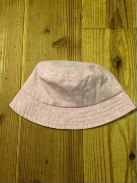 女の子ベビー用 リボン柄プリント 帽子 48㎝ ピンク_画像2