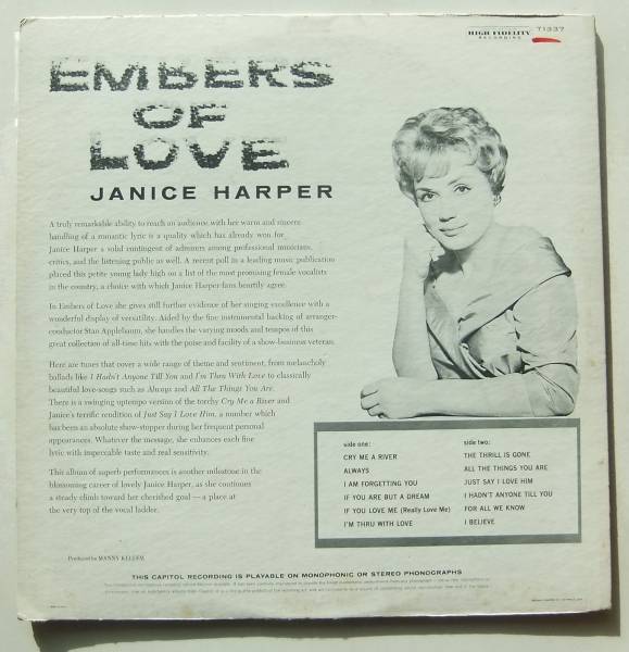 ◆ JANICE HARPER / Embers of Love ◆ Capitol T1337 (color) ◆ W_画像2