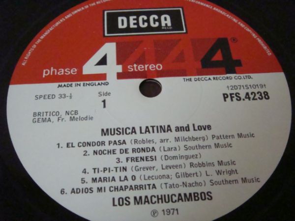 LP★LOS MACHUCAMBOS/Musica Latina & Love(ラテン/UK DECCA ORG_画像3
