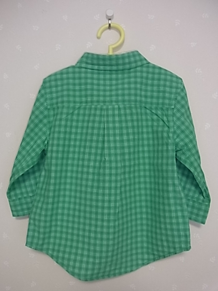 Ω babyGAP Ω★90cm★可愛いチェック柄長袖シャツ■グリーン■