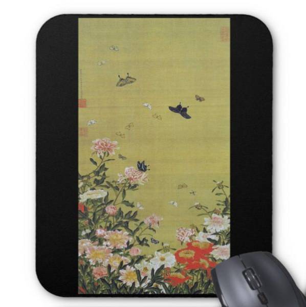 伊藤若沖『動(dòng)植綵絵』の內(nèi) 『芍薬群蝶図』のマウスパッド（フォトパッド）