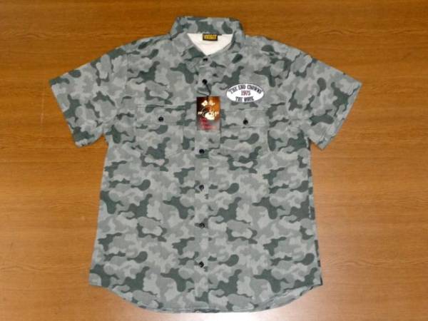 LOW BLOW KNUCKLE 迷彩 シャツ[Mサイズ/カーキ]ロー ブロー ナックル 55151 迷彩 ジャガード 半袖 ワークシャツ