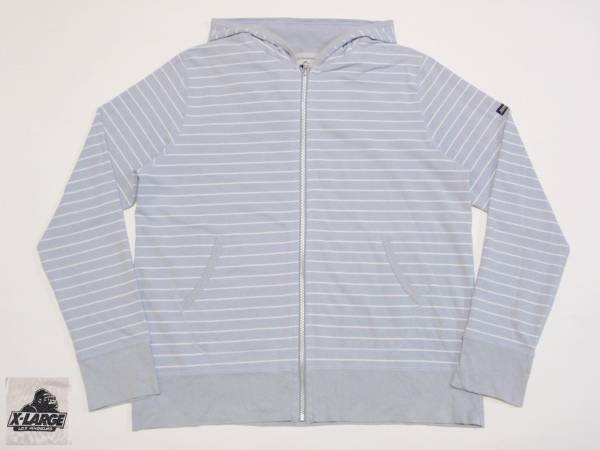 USED エクストララージ X-LARGE ボーダー柄ZIP UPパーカー Lサイズ