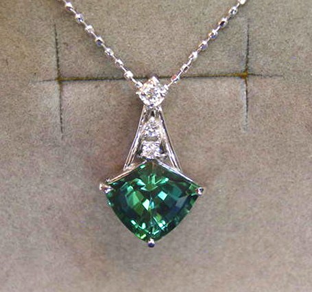 Pt900* прекрасное качество! натуральный [ зеленый * турмалин ] diamond *45cm свободный : потребительский налог & включая доставку 