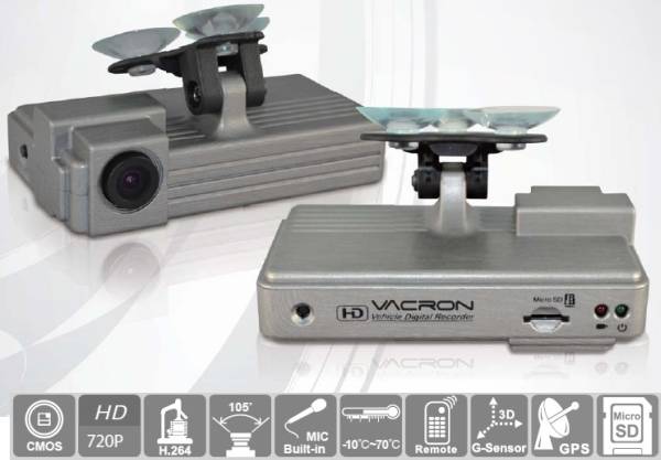 VACRON ハイビジョンドライブレコーダー GPS機能付 SD8GB付 自動上書き_画像1