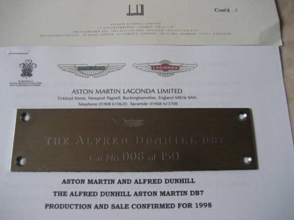  worldwide limitation 150 pcs! Aston Martin DB7* Dunhill *007