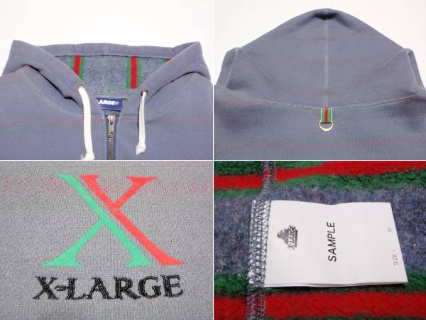 レア USED エクストララージ X-LARGE ロゴ刺繍 ZIP UPスウェット?パーカー Mサイズ