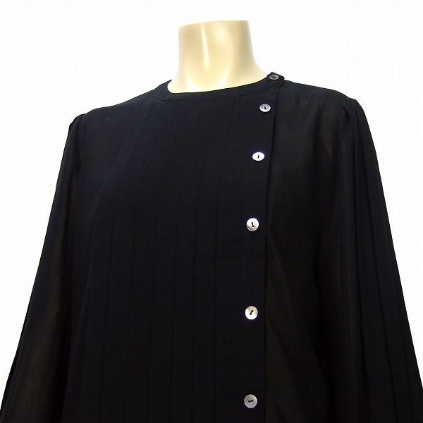 H 新品同様★YUKI TORII ユキトリイ★美黒*綺麗タック入り*上質(zhì)リネン(麻)混生地*高級シアーブラウス*9號表記★9~11號*M~L*38~40相當(dāng)