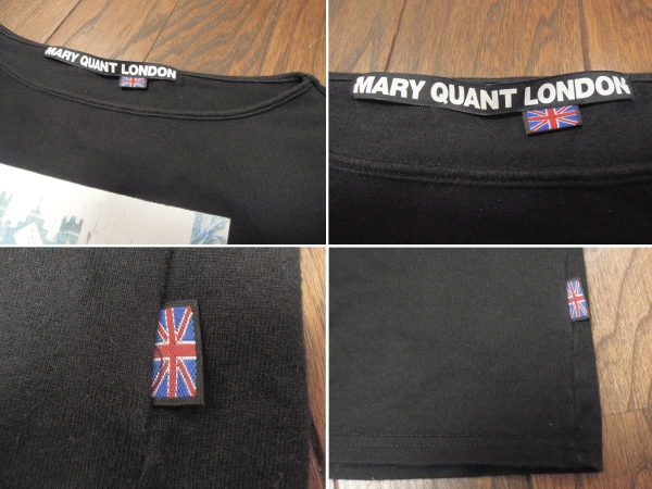 「送料無料」マリークワント：MARY QUANT♪コットン100％：黒地にプリント入り：７分袖Ｔシャツ*プリント難☆_画像3