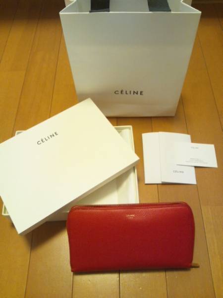 即決 ◆CELINE セリーヌ 長財布 赤 レッド Zipped ジップド◆_画像3