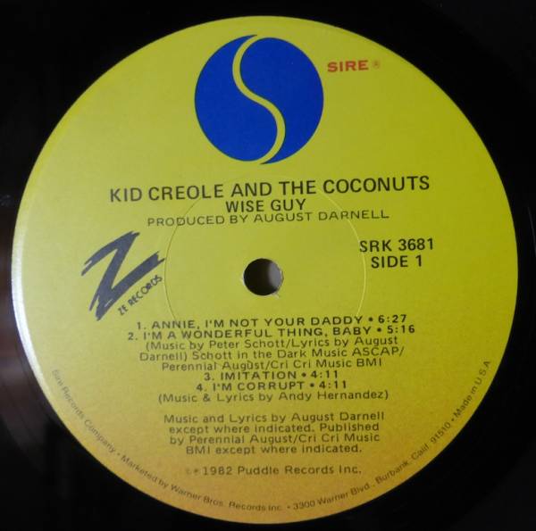 KID CREOLE「WISE GUY」米ORIG [SIRE] ステッカー有シュリンク美品_画像3