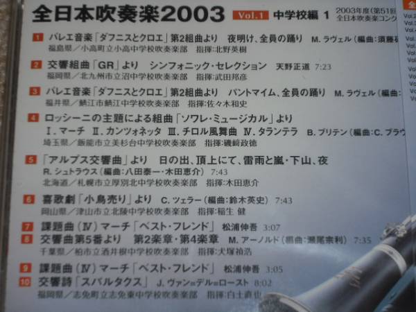 ■未開封CD　全日本吹奏楽2003 Vol.1　中学校編1_画像2