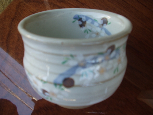 有田焼?灰釉?桜煎茶碗５個セット（箱なし）口徑７，５Ｘ高さ５，５ｃｍ