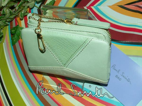 661M　新品本物即決　ポールスミス　Paul Smith　牛革　ジオメトリック　キーホルダー付き　コインケース　定期入れ　小銭入れ　パスケース