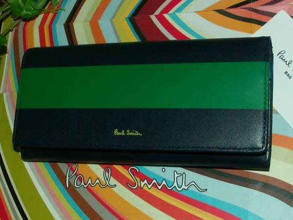 025G　新品本物即決　ポールスミス　Paul Smith　牛革　ペイントストライプ　長(zhǎng)財(cái)布
