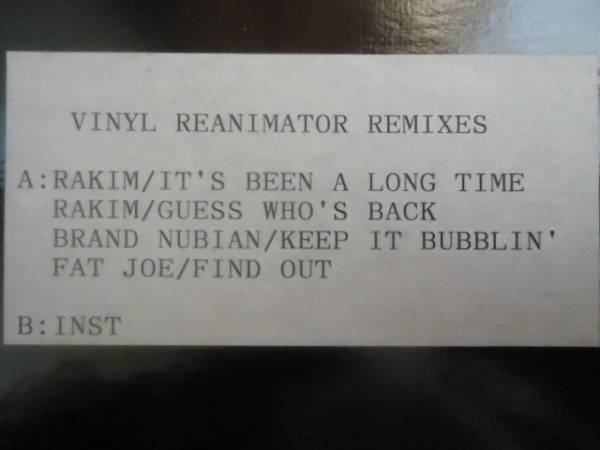 試聴 VINYL REANIMATOR REMIX ★ RAKIM / BRAND NUBIAN / FAT JOE ☆_画像2