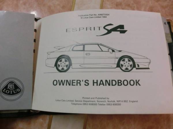 * Lotus esprit S4 owner's hand book 85 page *