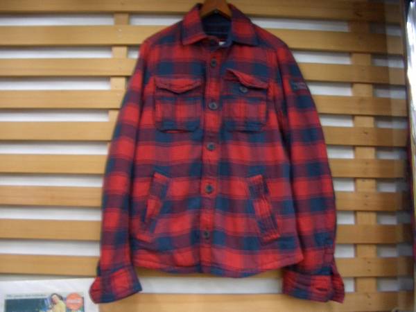 Abercrombie & Fitch / 裏付き★シャツジャケット（メンズ） / M寸 / 赤紺チェック