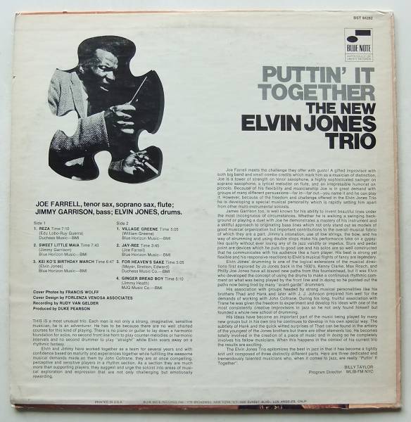 ◆ ELVIN JONES Trio / Puttin ' It Together ◆ Blue Note BST-84282 (Liberty:VAN GELDER) ◆ S_画像2