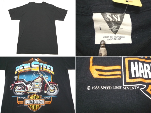 1988年 ビンテージ HARLEY DAVIDSON ハーレーダビッドソン Tシャツ 黒 L オフィシャル USA製 バイク 50%コットン 50％ポリエステル_画像2