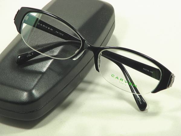 【CARVEN】カルヴェンメガネCA-7212-1鼻パット付き黒セル日本制