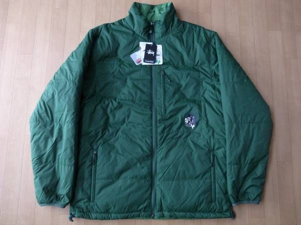 00's STUSSY リバーシブル THERMOLITE 中綿 ジャケット XL グリーン系 ステューシー サーモライト ブルゾン ダウン TEK TECHウェア Y2K古著