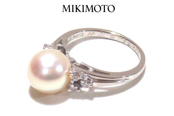  обычная цена 30 десять тысяч иен & использование 1 раз!MIKIMOTO Mikimoto Pt950 diamond жемчуг кольцо 6 номер 