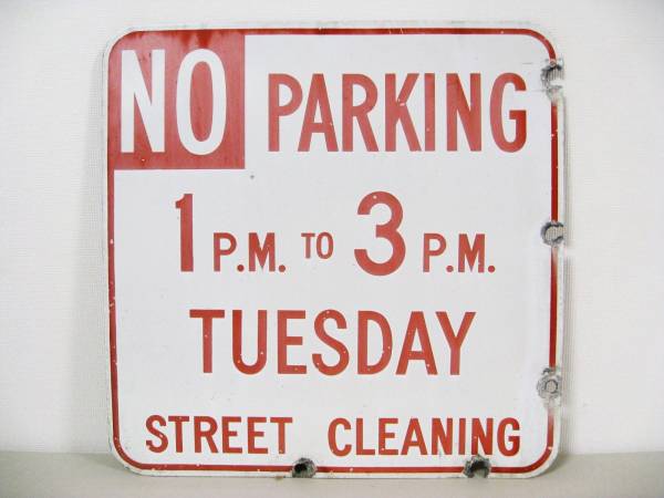 中古 アメリカの本物の道路標識 NO PARKING STREET CLEANING