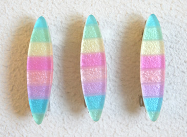  rainbow color Mini barrette surfboard type ( ellipse ) 3 piece (D-22)