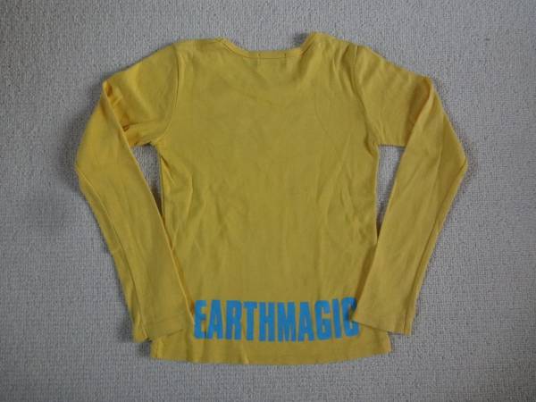 アースマジック　140　　黄色・ロゴ長袖Tシャツ　　日本製_画像2