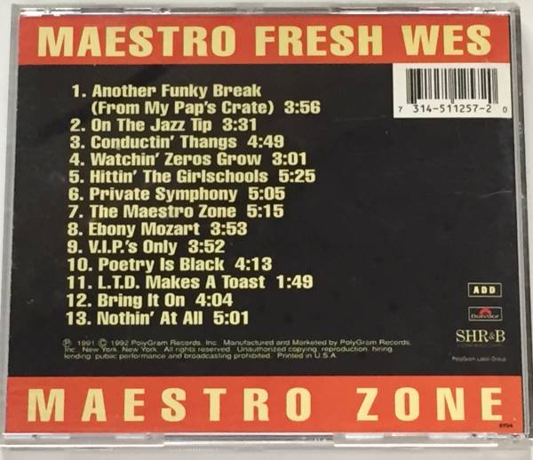 【カナダ産】Maestro Fresh Wes - Maestro Zone / 名盤_画像2
