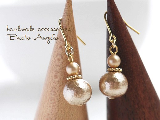 **+angelo+ cotton pearl . Swarovski pearl. earrings (p-271) beige G perfume bin titanium resin earrings 
