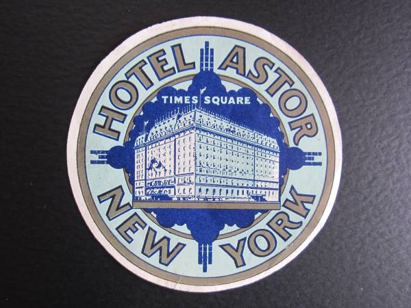  hotel label # hotel aster # New York #1960\'s