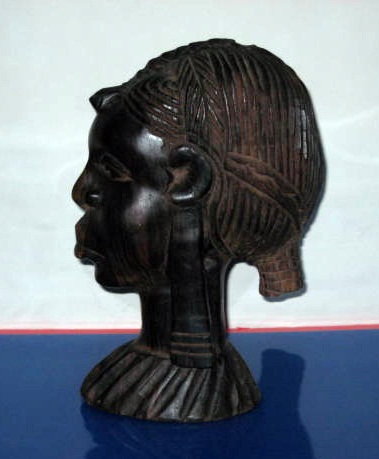 木彫り　黒檀 部族女性 オブジェ　　 24.8cm_画像2