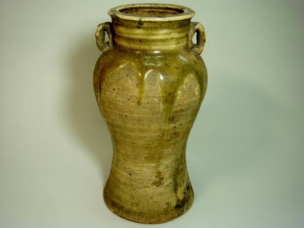 人気沸騰ブラドン 古壷 涙痕壷 古い時代物の耳付瓶 花瓶□古黄瀬戸 立ち壺 古 在銘 工芸品
