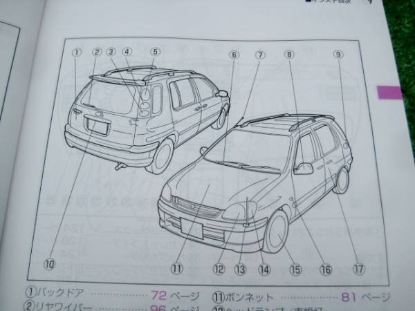  Toyota EXZ10/EXZ15 Raum инструкция, руководство пользователя 2000 год 11 месяц руководство пользователя 