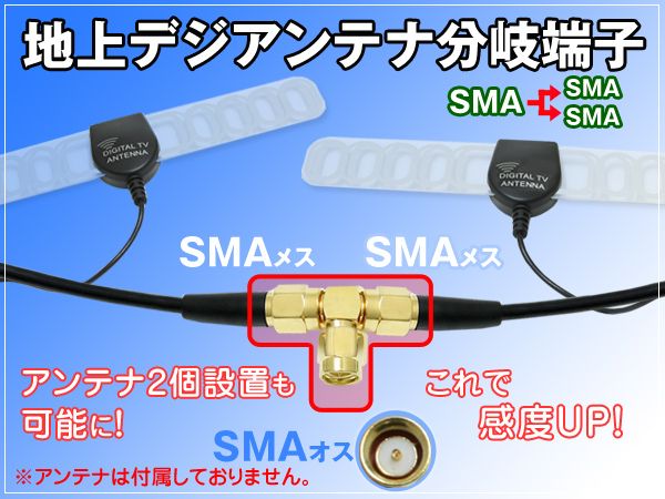 地デジ 地デジアンテナ 分岐端子 SMAオス→SMAメス 二股 1個