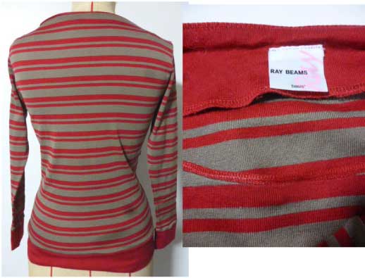 RAY BEAMS Beams border cut and sewn red × light brown group made in Japan long T