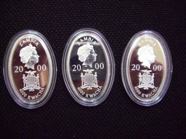 ◆　ザンビア　4000クワチャ　プルーフ銀貨　３点セット　◆_画像3