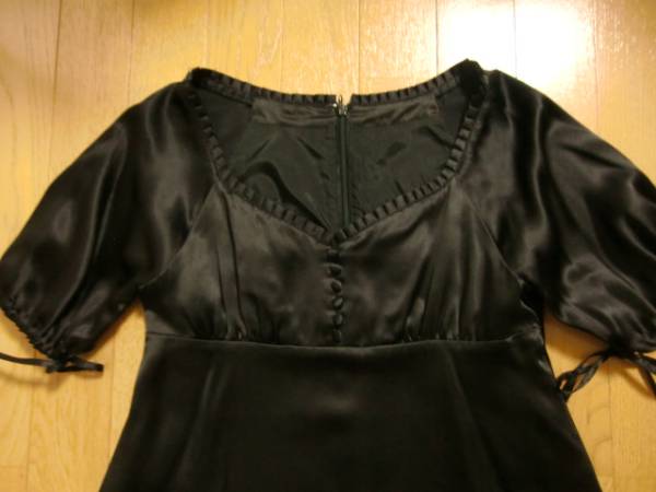 バナーバレットシルクワンピース黒サイズM結婚式ドレス