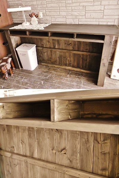 [K-212]H82*W170*D45cm*reji counter * salon acceptance * shelves under box storage * kitchen counter * working bench * Country furniture 
