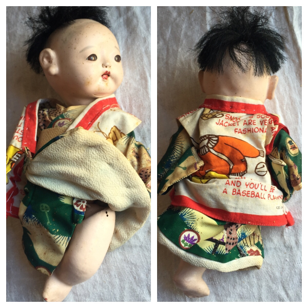 n逸品 市松人形 赤ちゃん 難あり 17cm 日本人形 着せ替え人形_画像2