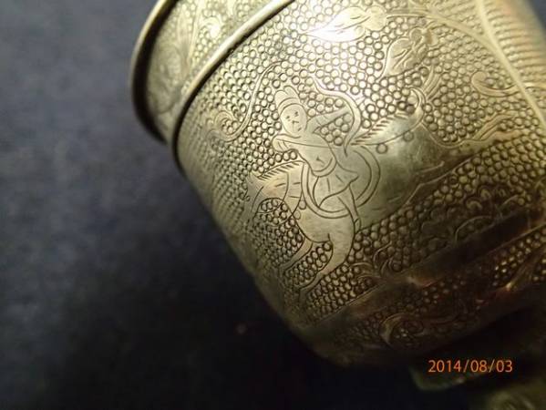 期間限定半額　古代銀器　狩猟文銀盃　中国唐時代　一対 青銅器