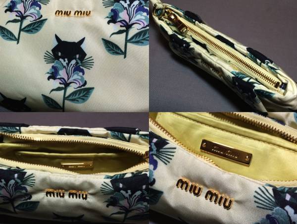 新品 ミュウミュウ ネコ ポーチ miumiu クラッチ 貓 マドラス バッグ c