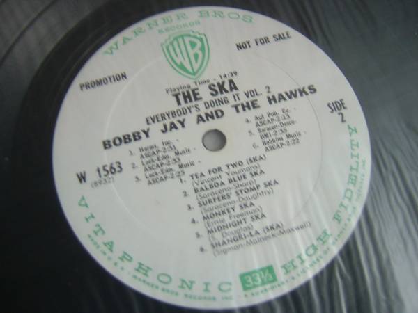 BOBBY JAY AND THE HAWKS THE SKA / 白ラベル プロモ
