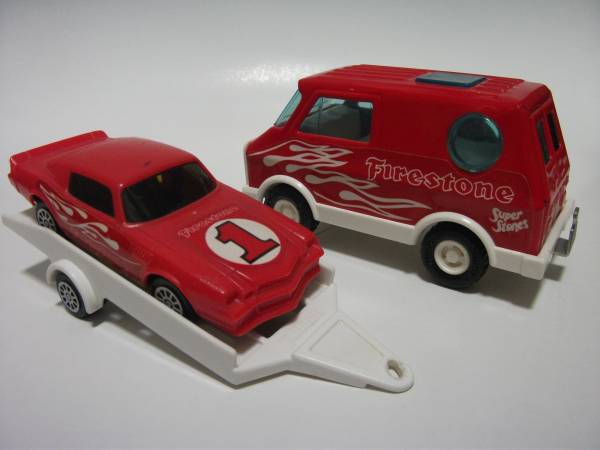 【レア】 BUDDY L バン & トレーラー & レーシングカー Firestone（ファイアストン）ロゴ入り 1980年 日本製 Made in Japan_画像2