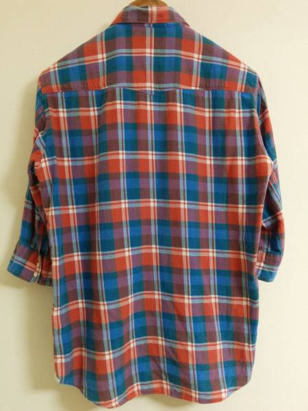 deluxe clothing 7分袖チェックシャツ デラックス クロージング M 赤 青 袖 チェック シャツ 7分袖 マルチカラー_画像2