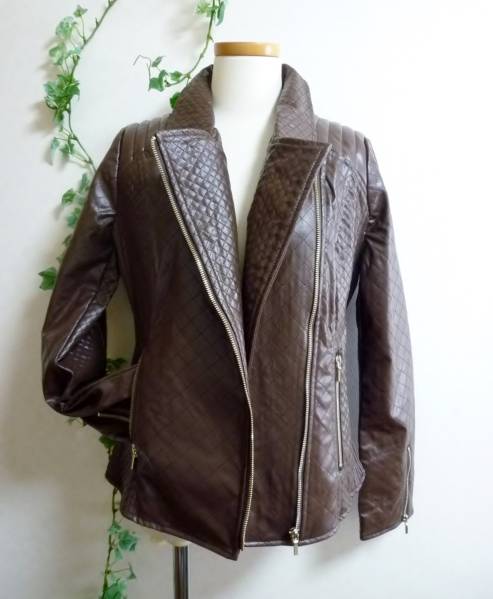 【新品】ライダースジャケット《茶/サイズL》