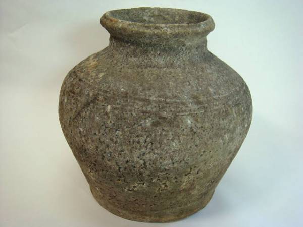 中華のおせち贈り物 花瓶 古壺 素焼き 壷□かなり古い越前焼き船壷 花器 時代物 置物 工芸品