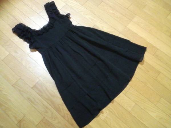 即決 ジルスチュアート JILL STUART ティアード ワンピース 黒 ノースリーブ/切り替え M